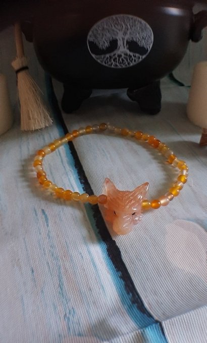 Bracelet Loup Agate orange