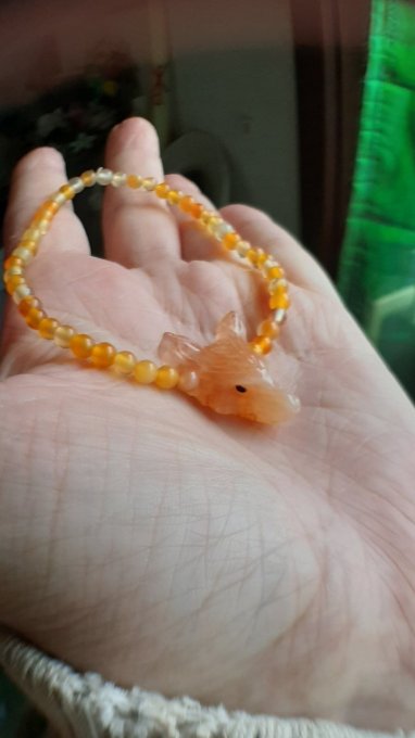 Bracelet Loup Agate orange