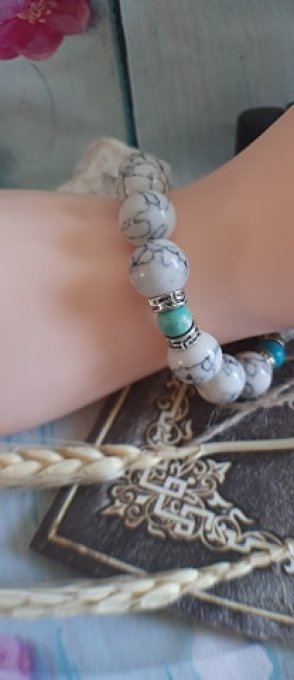 Bracelet imitation Howlite-Turquoise